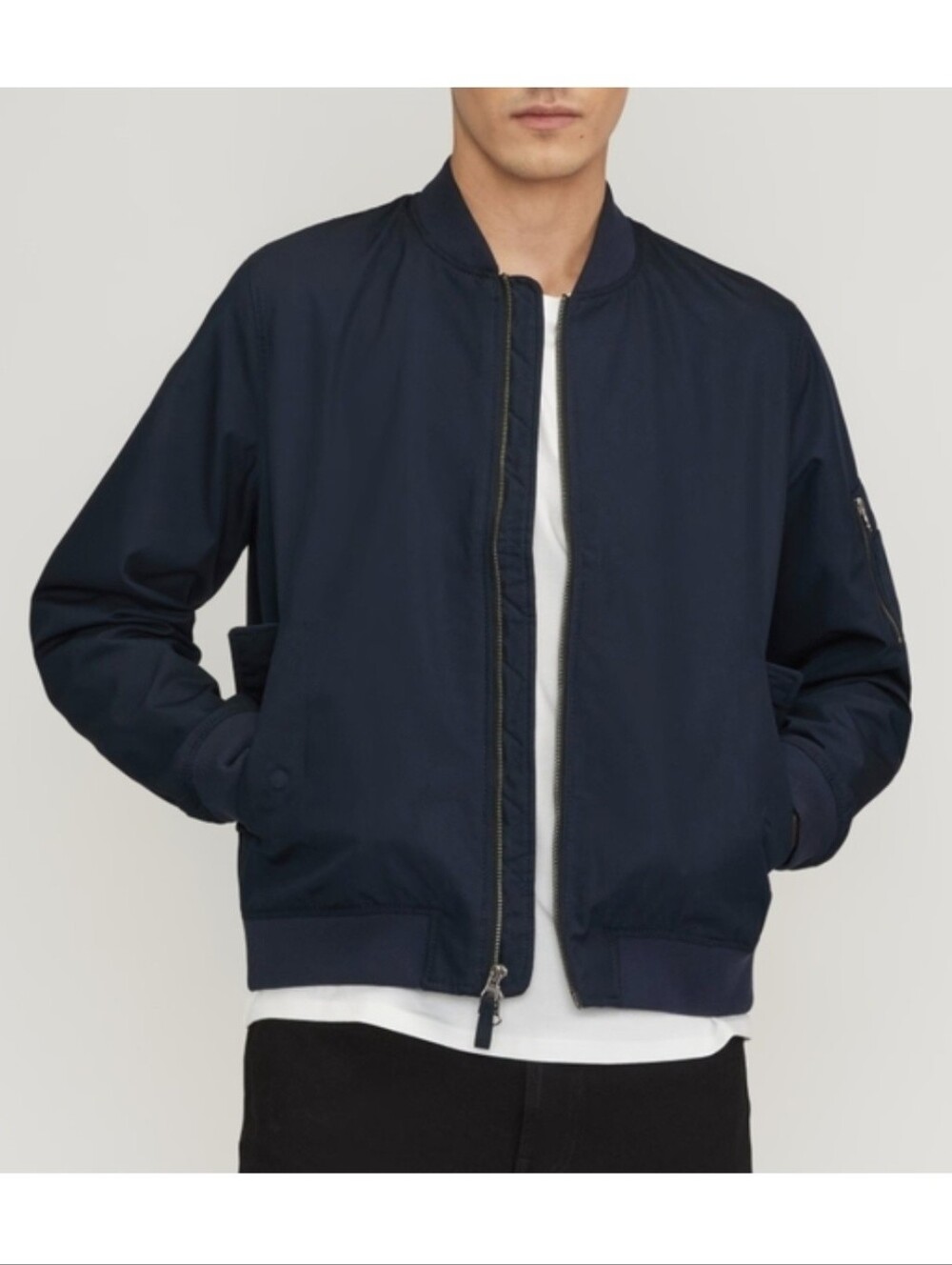 Everlane Men's The Bomber Jacker in Deep Navy Blue 100% Cotton